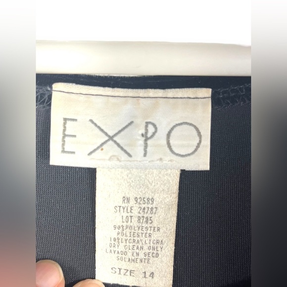 Expo Vintage Scoop Neck Long Sleeve Velvet Shift Dress, Midnight Blue, Size 14 - Picture 4 of 8